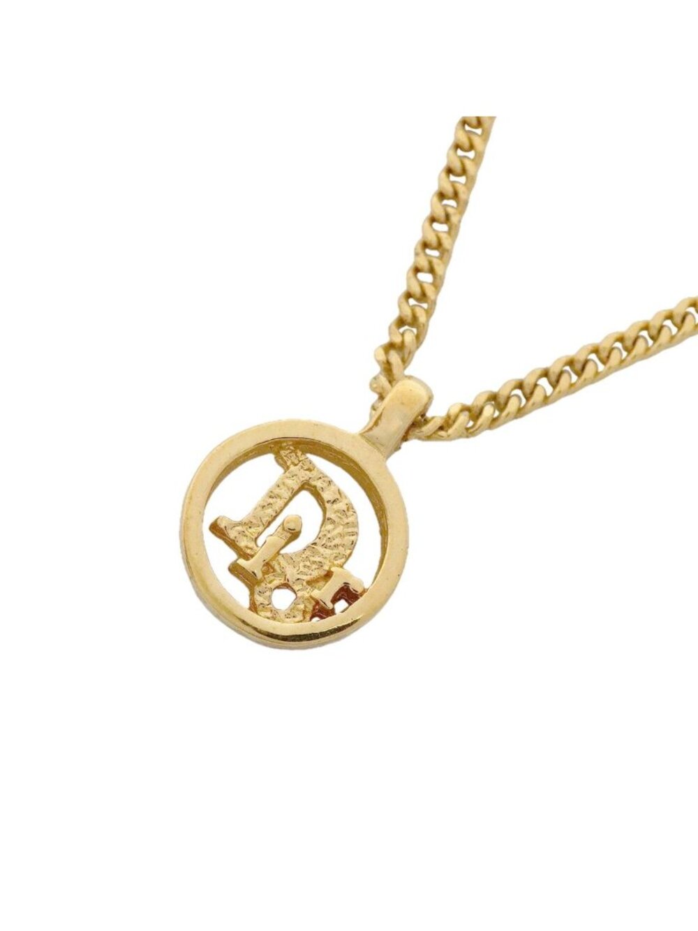 Dior Necklace Logo Round Circle Gold Plated